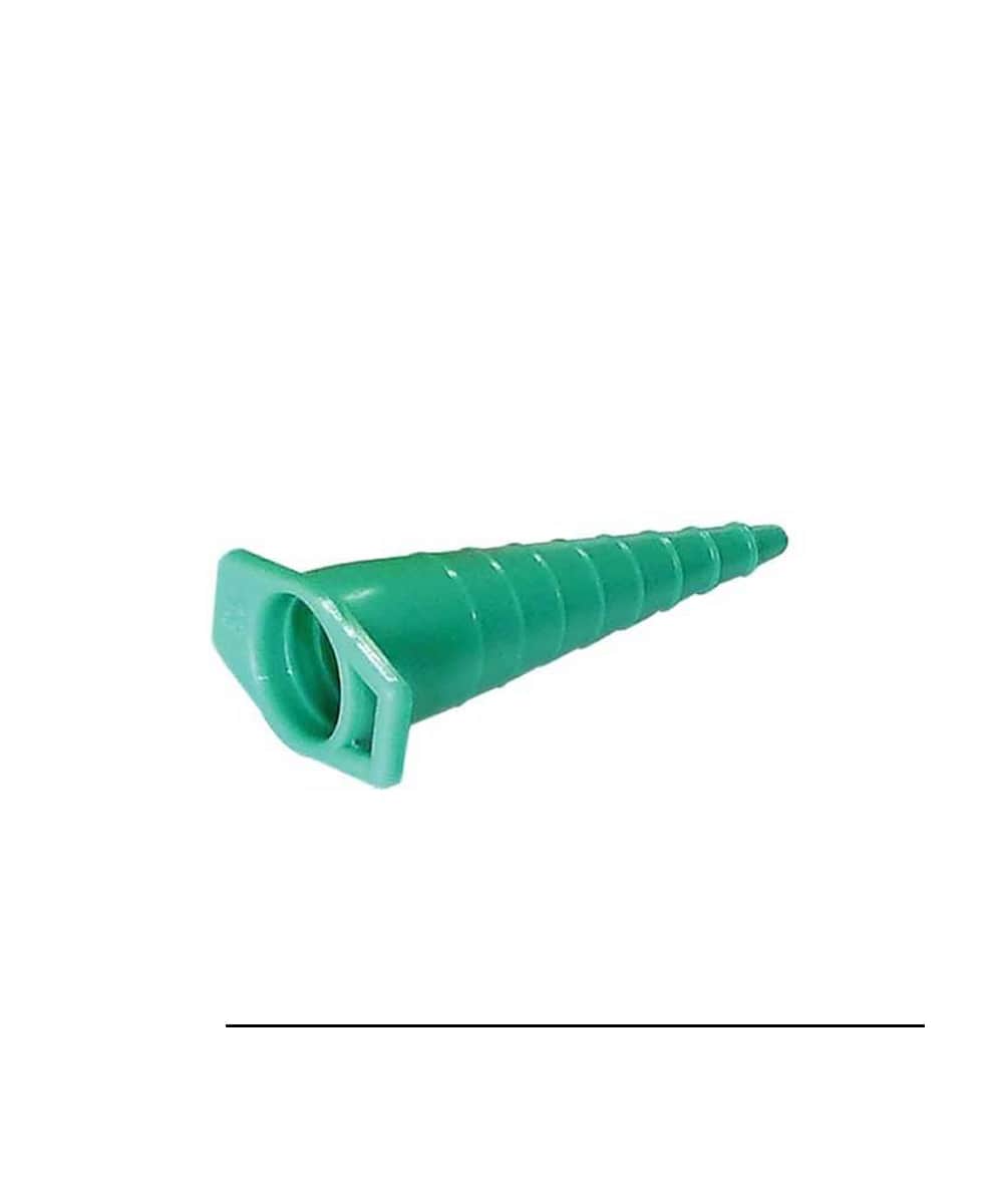 Tappo per catetere vescicale da 13 mm, verde, sterile, monouso, senza lattice, confezionato singolarmente, compatibile con cateteri standard.