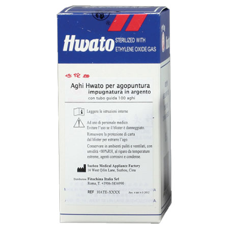 Ago agopuntura manico argento hwato 025x40mm cf.100 pz 