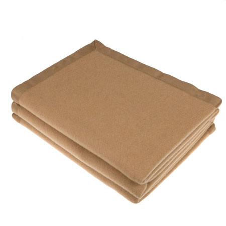 Coperta 1 piazza e mezza 180x220 col.cammello 50% lana,50%altre fibre 