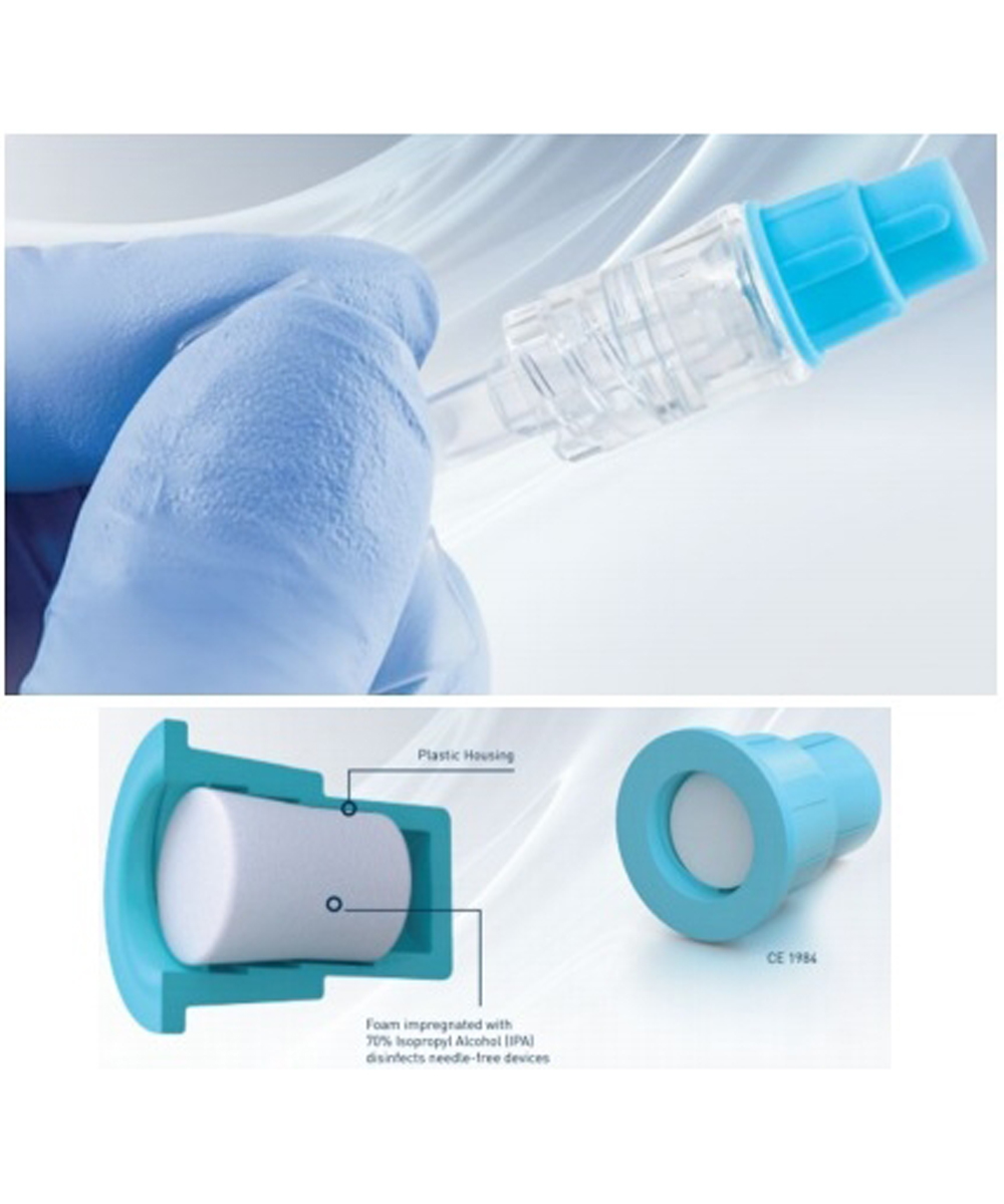 Tappo Disinfettante SwabArt sterile, ideale per cateteri e sistemi infusionali, con spugna interna saturata al 70% di alcol isopropilico.