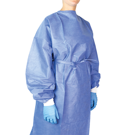 Camice monouso in sms azzurro str. con polsini e chiusura collo mis. 7m 