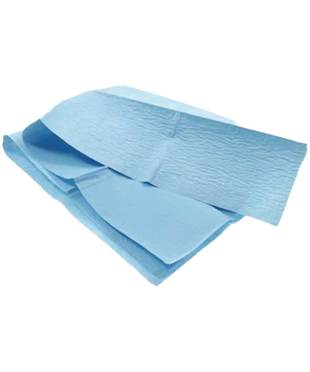 Telo chirurgico sterile 100x150 mm in PE laminato e tessuto assorbente, confezionato singolarmente per uso medico e interventi chirurgici.