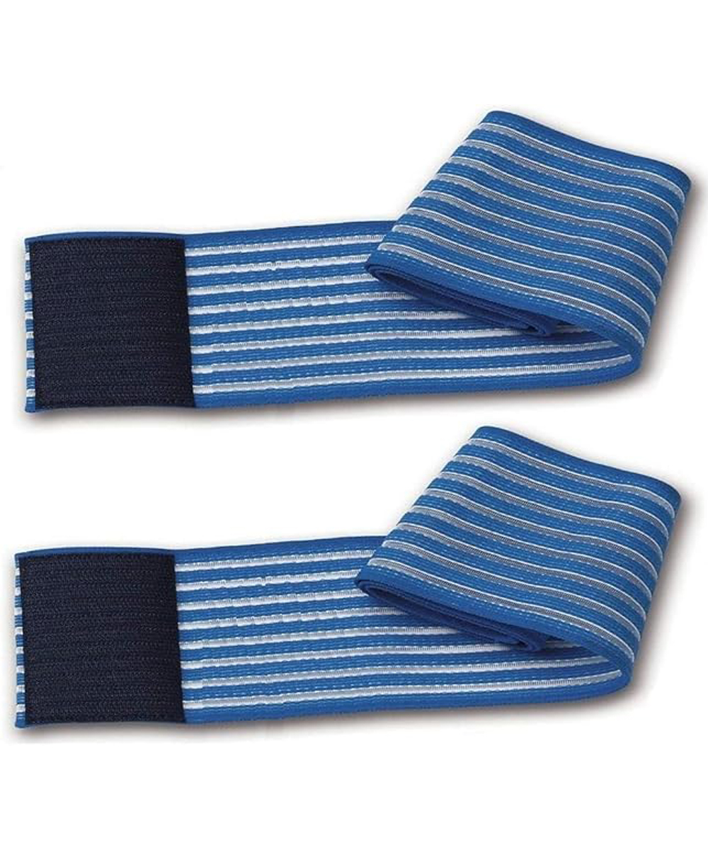 Cintura elastica blu scuro da 60 cm, con velcro M/F e larghezza 50 mm, utilizzata per mantenere stabili gli elettrodi in analisi e procedure mediche.