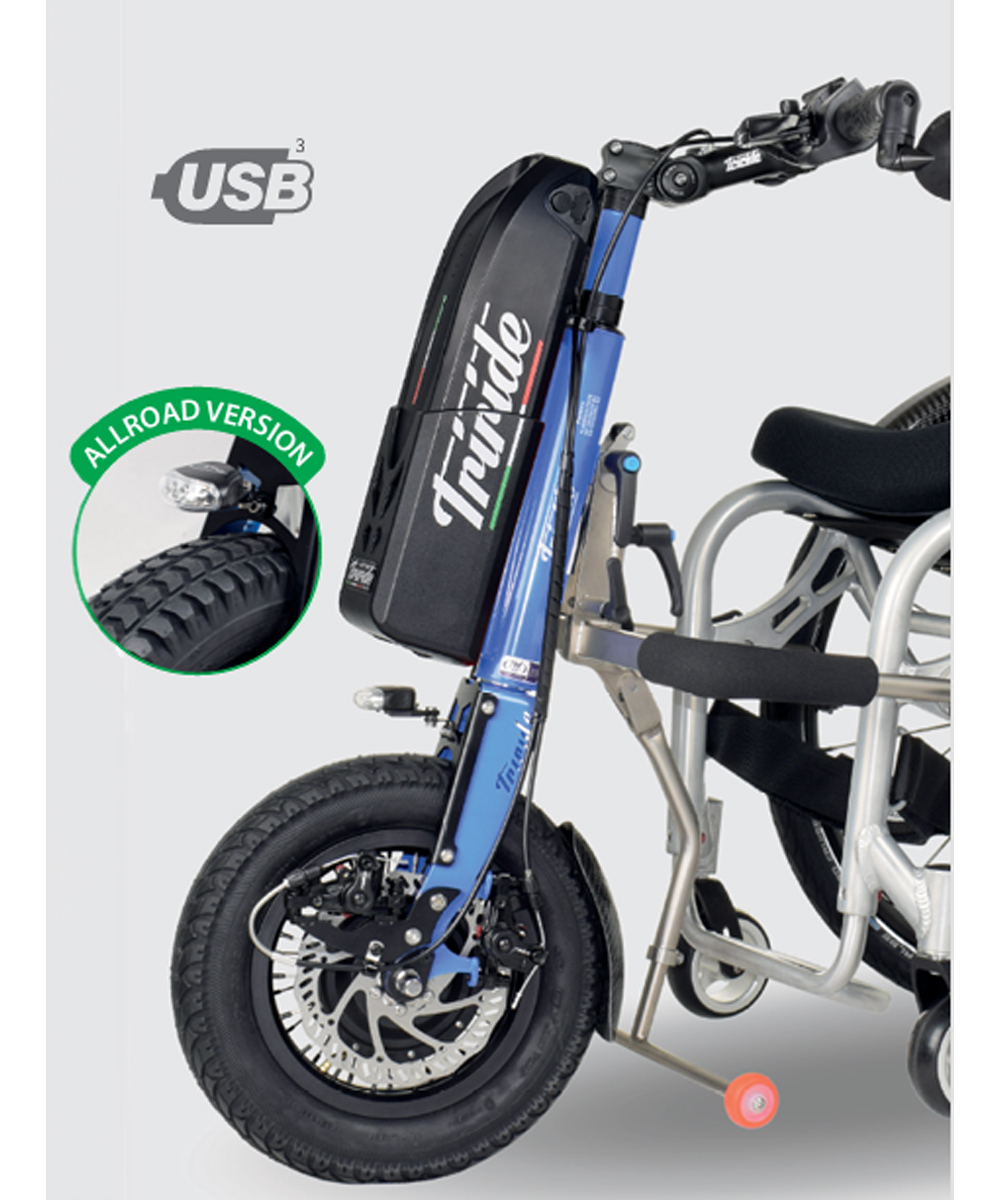 Triride, dispositivo leggero e potente per la mobilità assistita, con autonomia di 50 km e design personalizzabile.