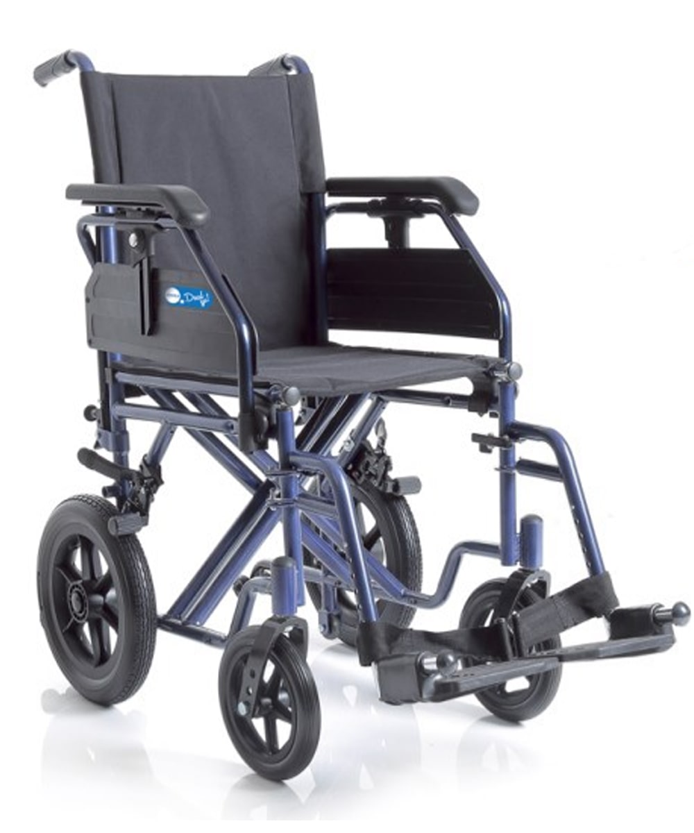 Carrozzina pieghevole DUAL GO! – ARDEA ONE in acciaio con ruote in PU e seduta imbottita in nylon, pratica e resistente.