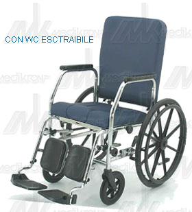 Carrozzina ruote post.grandi,seduta cm. 50 con wc 