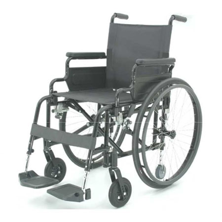 Carrozzina autosp.+monoguida dx con piastre part.+tavolino+crociera 42cm 