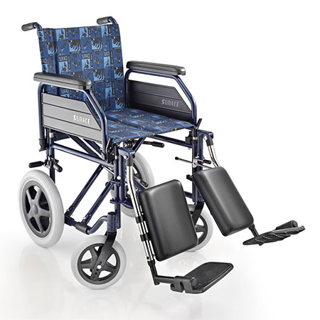 Carrozzina piegh. transito.200 bracc.ribaltabili,sed.cm 43 c/wc 