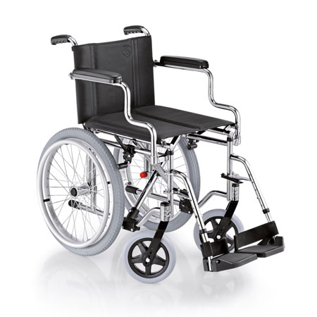 Carrozzina pieg.panda,sed.42cm tel.e riv.nero c/schien+alto 10cm+rt est 