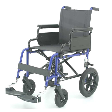 Carrozzina piegh. transito sed.43cm. doppia croc,freni oper, bracc rib 