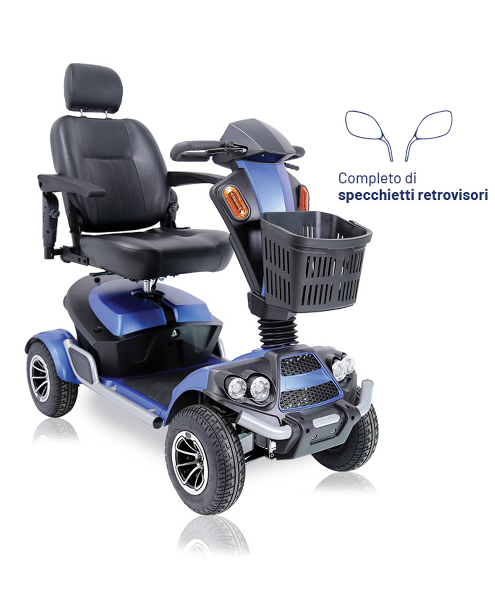 Scooter elettrico ARDEA MOBILITY 240 a 4 ruote, comfort e sicurezza per anziani e disabili, autonomia fino a 49 km.