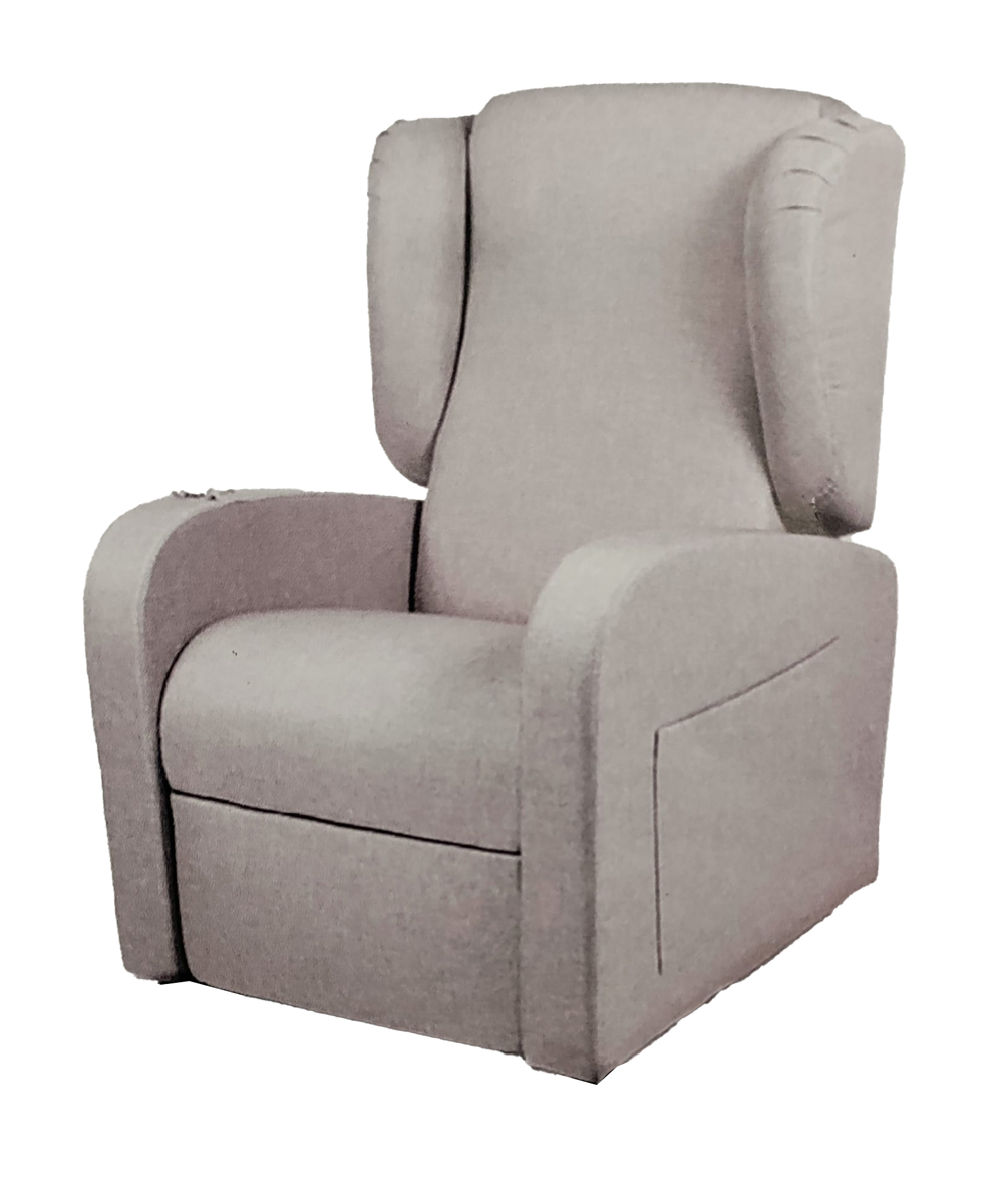 Poltrona relax Margherita Franciacorta 14 Blu con due motori, design avvolgente e ruote per facile movimento.