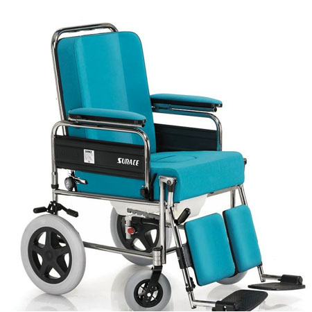 Carrozzina comoda grazia 717 con wc, schienale e solleva gambe reclinab. 