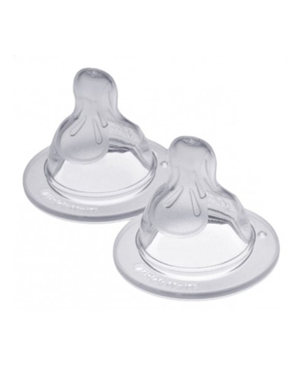 Tettarella MAM in silicone flusso lento 0+ mesi, confezione da 2 pezzi, superficie morbida Silikon Seta e forma simmetrica.