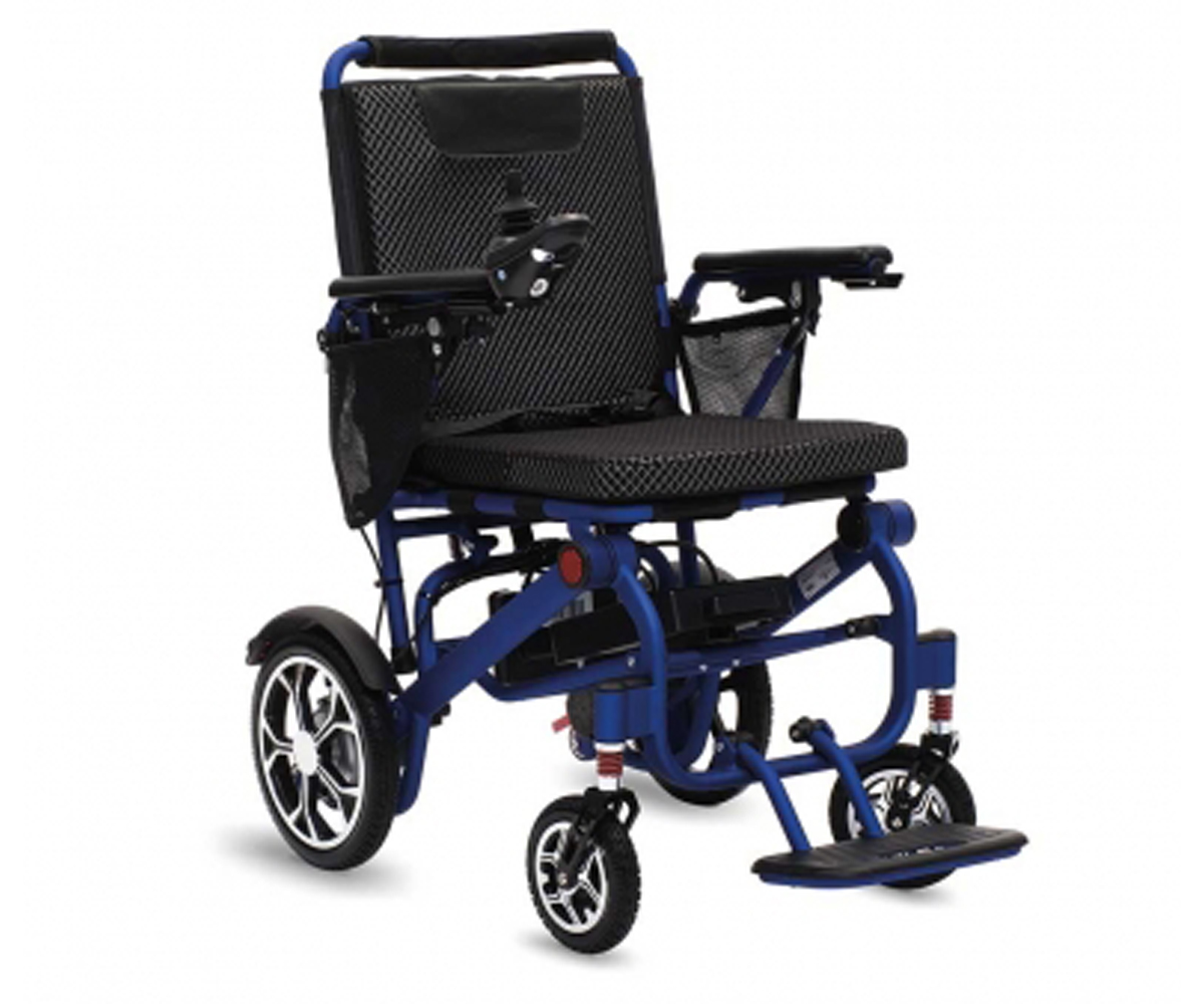 Carrozzina elettrica mod aloy per interni veloc. 6 km/h port 130kg. 18kg 