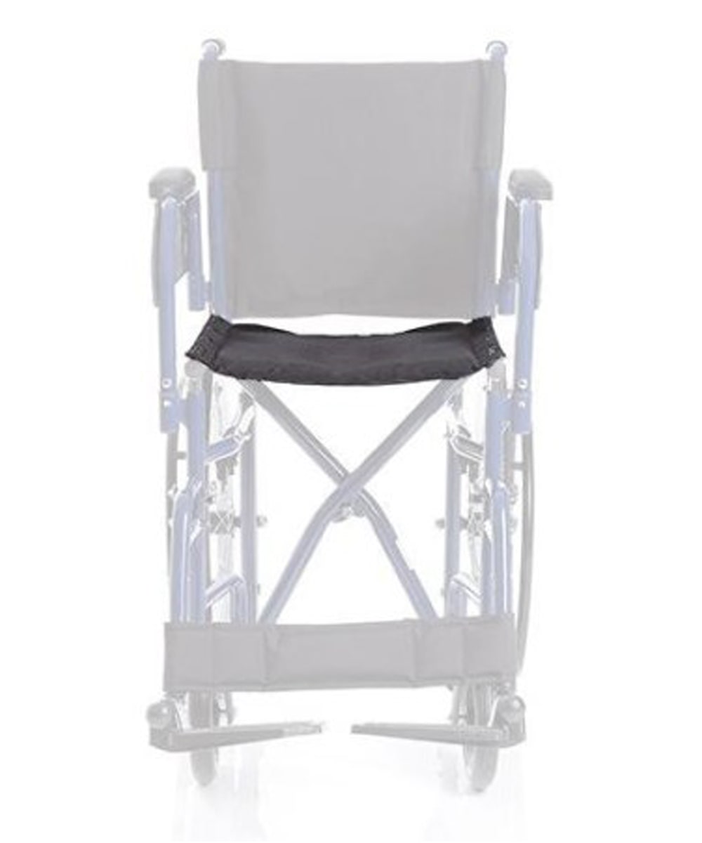 Telo seduta per carrozzina EMMEK da 45 cm in tessuto nylon nero, resistente e lavabile, ideale per ambienti sanitari, RSA e uso domiciliare.