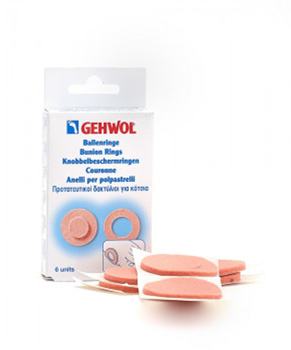 Anelli protettivi in feltro con cerotto dermocompatibile per ridurre lo sfregamento dei polpastrelli causato da calzature strette o dure.