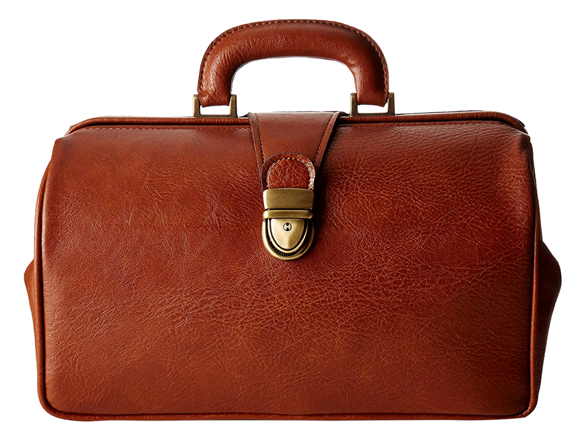 Borsa medico skay cognac, tasca int. con bottone, cm. 35x12x22h. 