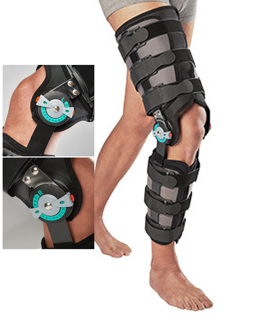 Tutore ginocchio G3 FULLFOAM R.O.M. in alluminio, regolabile, con imbottitura modulare e cinghie per un supporto confortevole e stabile.