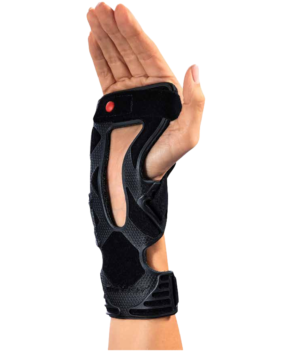 Tutore CarpaForm™ per tunnel carpale, design ergonomico con struttura modellabile per un supporto sicuro e regolabile. Interno morbido in tessuto Jersey privo di lattice