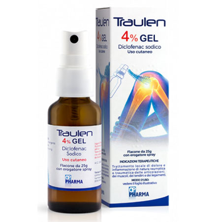 Traulen 4% gel 25gr c/erog. analges. dolori reumatici e traumatici 