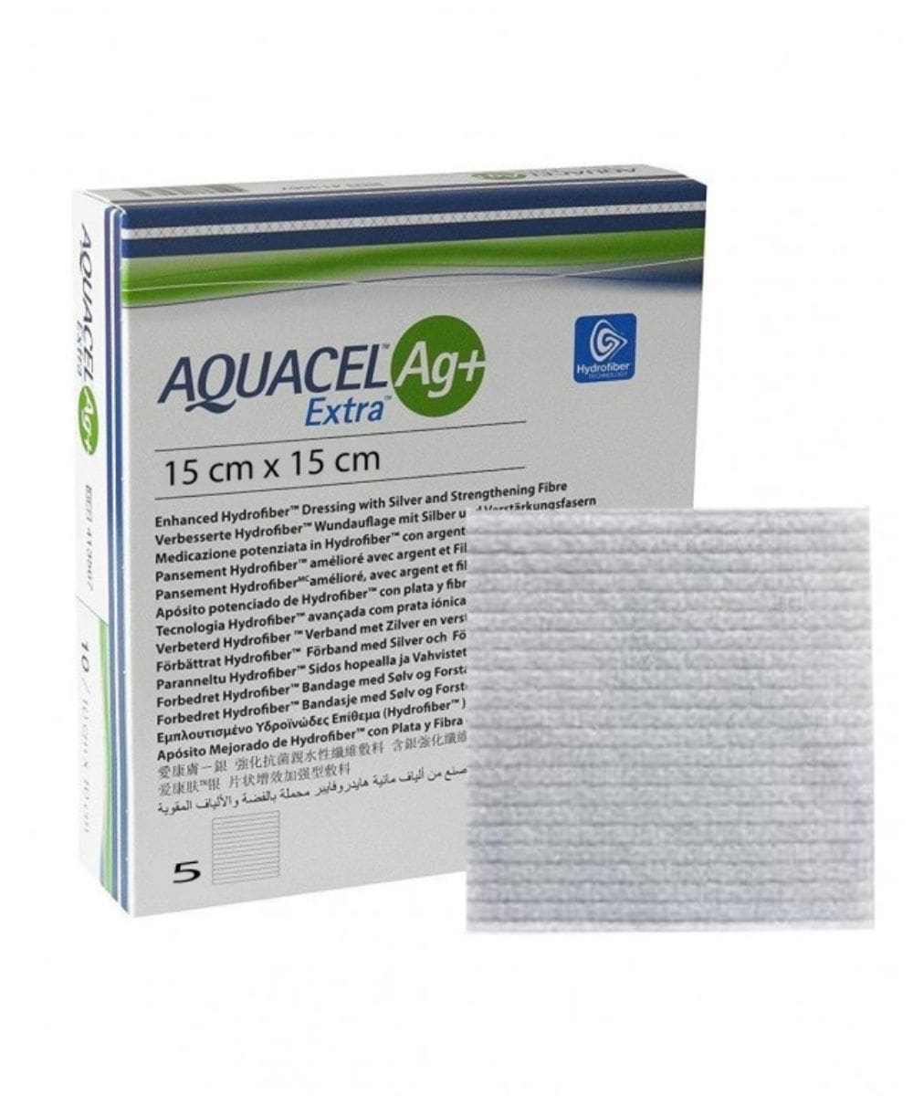 Medicazione Aquacel Ag+ Extra 15x15 cm – confezione da 5 cerotti antimicrobici
