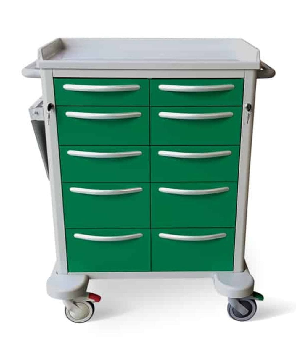 Carrello Alfa 23 per terapia con 10 cassetti doppia fila – accessorato per reparti ospedalieri