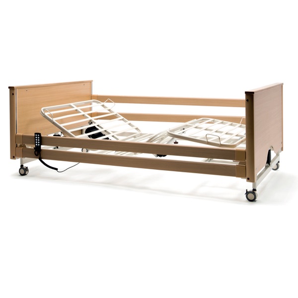 Letto deg. elet. legno aurora c/sponde, solleva malati e ruote 120x200cm 