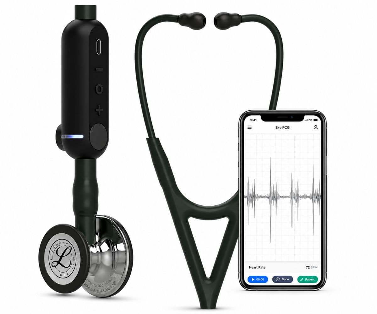 Stetoscopio digitale Littmann CORE con tubo nero e testina finitura specchio