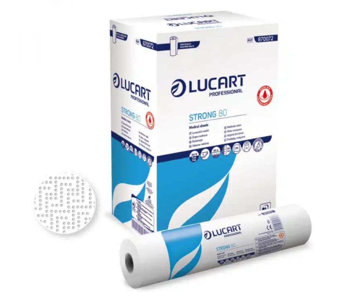 Lenzuolino medico 2 veli Lucart Strong 80 rotolo in pura cellulosa 80 m