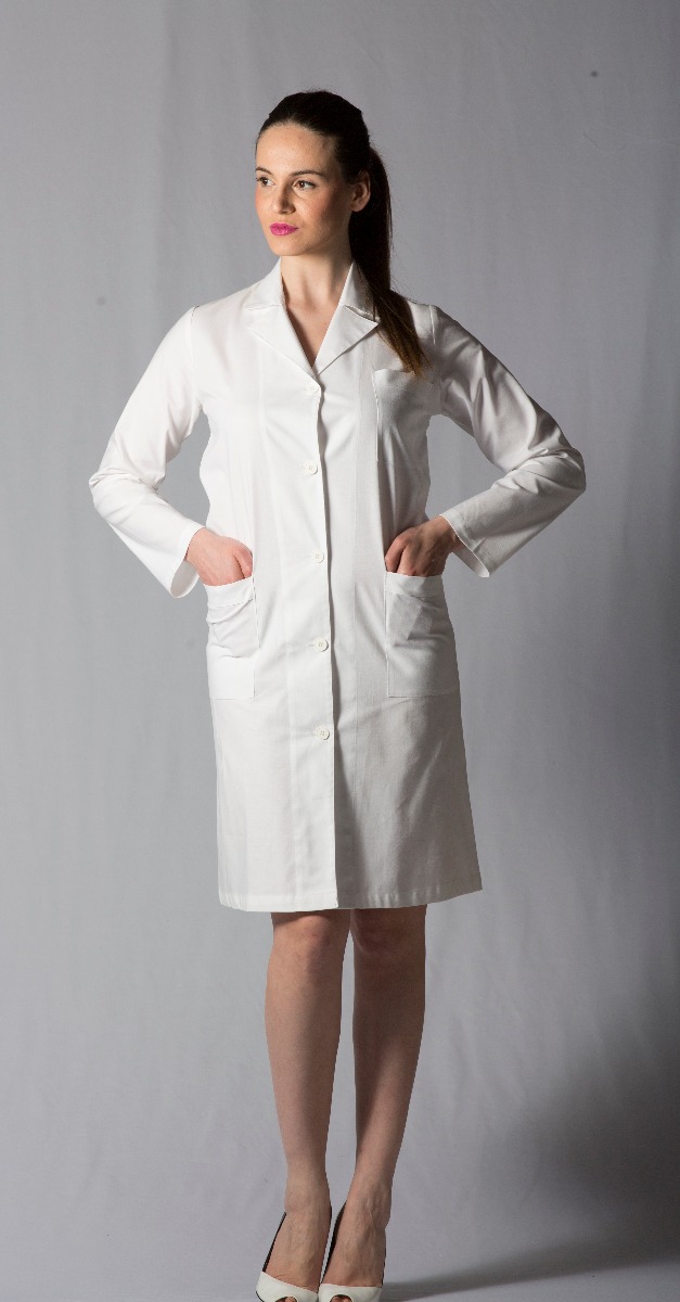 Camice medico donna bianco tg. 52 tessuto, con elastici 