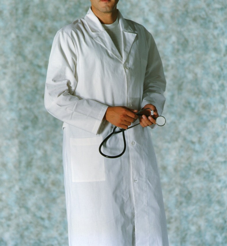 Camice medico uomo bianco tg.48 tessuto 