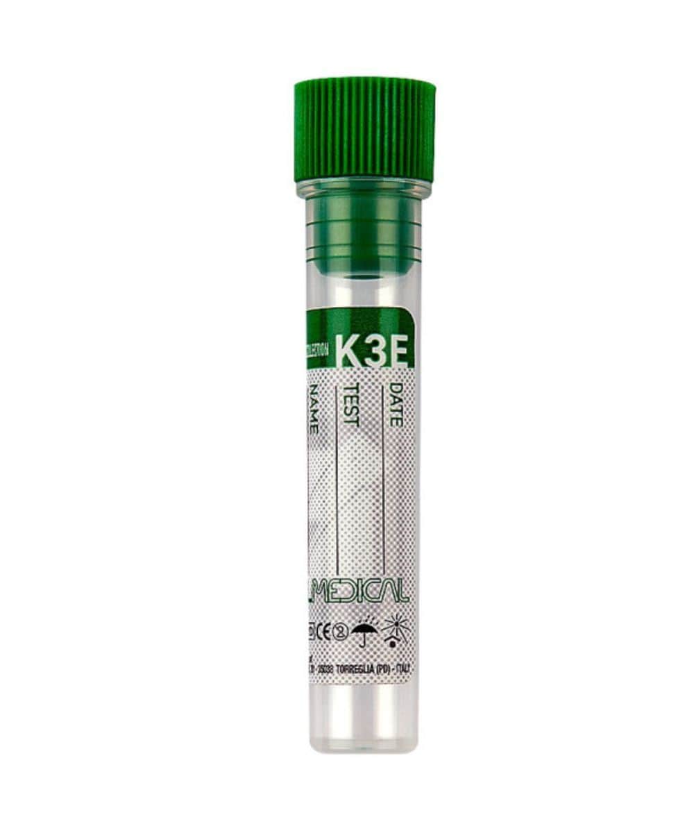 Provette pediatriche K3 EDTA 1 ml 12x56 mm tappo verde confezione 500 pezzi
