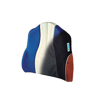 Schienale anatomico per carrozzina Viscoflex, realizzato in materiale viscoelastico con due zone a portanza differenziata, fodera rimovibile e idrorepellente. Misura 49x44x9 cm.