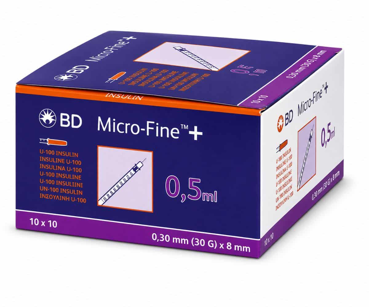 Siringa insulina BD Micro-Fine 0,5 ml con ago 30G x 8 mm, vista frontale