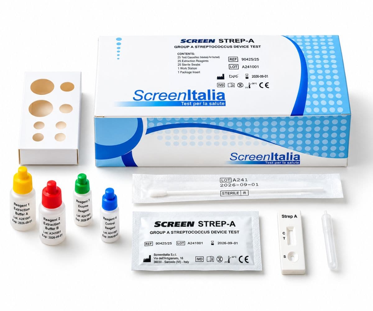Test rapido Strep A streptococco su tampone faringeo – 20 pezzi
