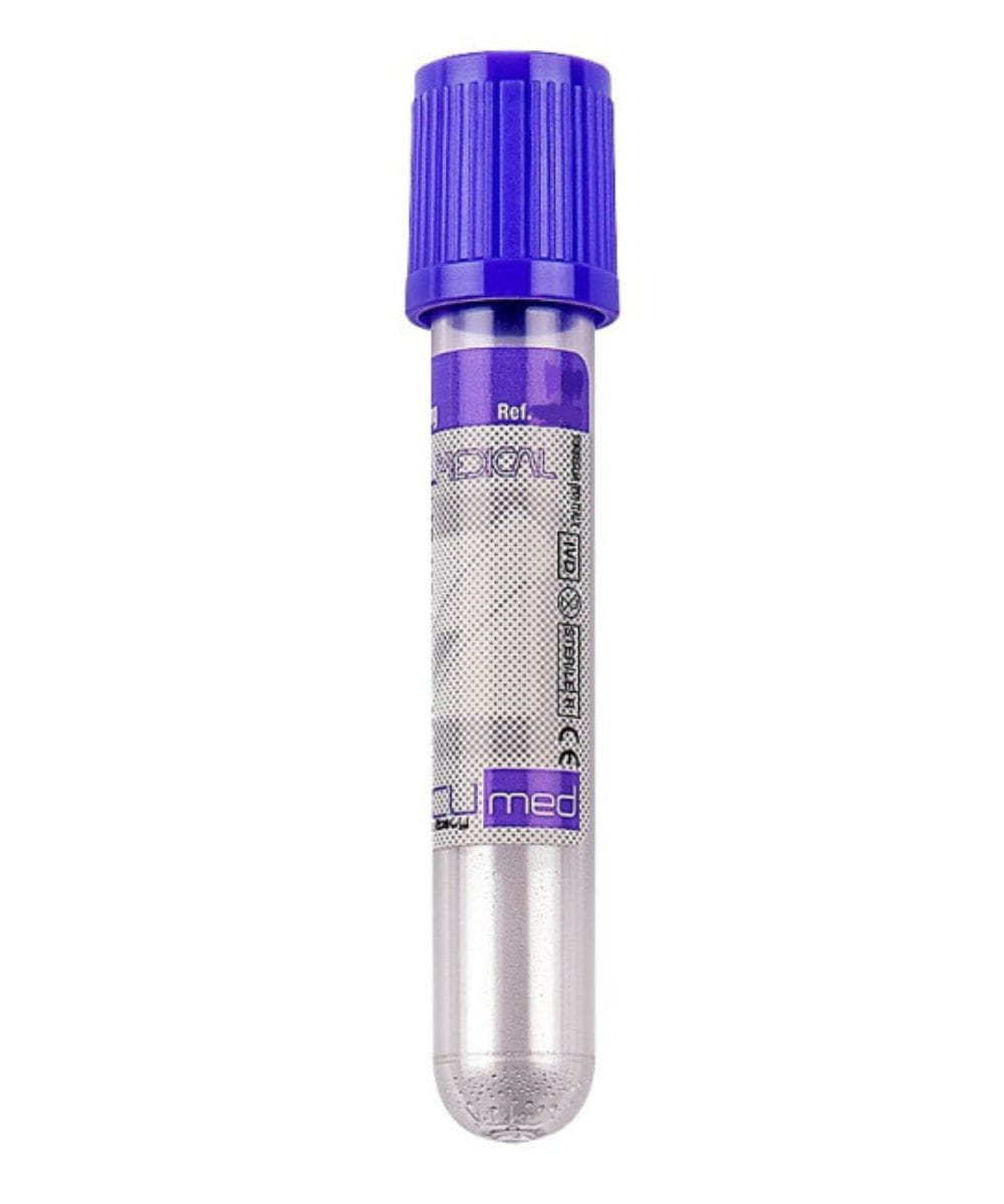 Vacumed provette 13x75 tappo viola k3 edta x 3ml sangue - cf. 100pz